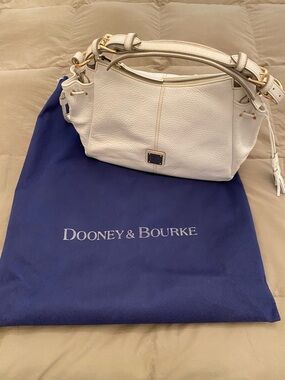 Dooney & Bourke Cream Pebbled Leather Shoulder Bag with Gold Hardware
